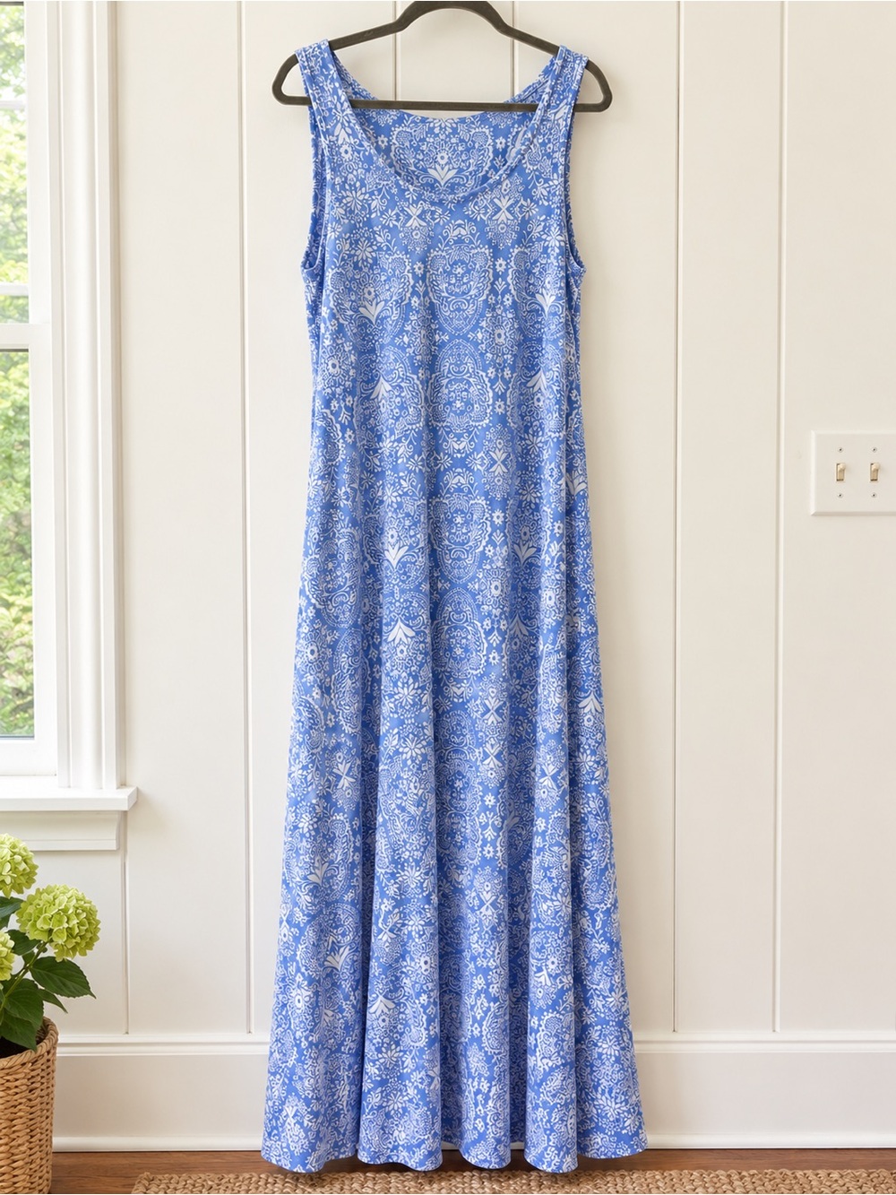 Soft Surroundings Santiago Dress Paisley Maxi in Blue & White - Picture 2 of 3